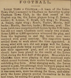 Match Report: Chatham vs Luton Town FC (15th Oct 1887)