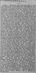 Match Report: Chesham vs Luton Town FC (27th Oct 1888)