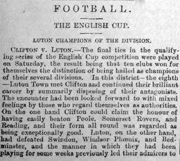 Match Report: Clifton vs Luton Town FC (5th Dec 1891)