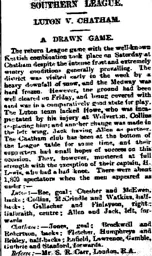 Match Report: Chatham vs Luton Town FC (9th Feb 1895)