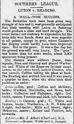 Match Report: Luton Town FC vs Reading (2nd Mar 1895)