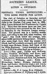 Match Report: Luton Town FC vs Swindon Town (9th Mar 1895)