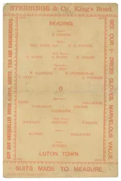 Programme: Reading vs Luton Town FC (16th Nov 1895)