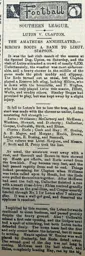 Match Report: Clapton vs Luton Town FC (14th Mar 1896)