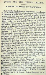 Match Report: Woolwich Arsenal vs Luton Town FC (3rd Oct 1896)