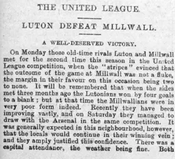Match Report: Luton Town FC vs Millwall Athletic (24th Jan 1898)