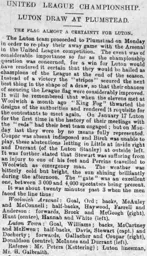 Match Report: Woolwich Arsenal vs Luton Town FC (21st Feb 1898)