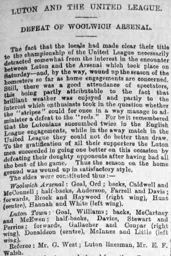 Match Report: Luton Town FC vs Woolwich Arsenal (16th Apr 1898)