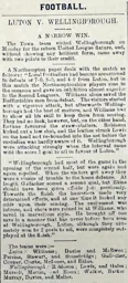Match Report: Wellingborough vs Luton Town FC (27th Sep 1897)