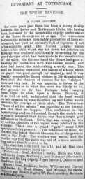 Match Report: Tottenham Hotspur vs Luton Town FC (5th Sep 1898)