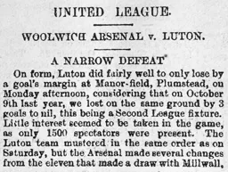 Match Report: Woolwich Arsenal vs Luton Town FC (10th Oct 1898)