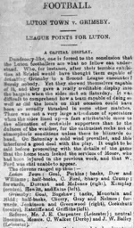 Match Report: Luton Town FC vs Grimsby Town (3rd Dec 1898)