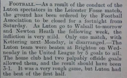Match Report: Brighton United vs Luton Town FC (15th Feb 1899)