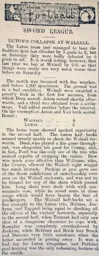 Match Report: Walsall vs Luton Town FC (18th Feb 1899)
