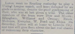 Match Report: Reading vs Luton Town FC (19th Apr 1899)