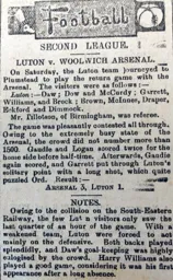 Match Report: Woolwich Arsenal vs Luton Town FC (6th Jan 1900)