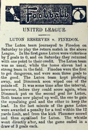 Match Report: Finedon vs Luton Town FC (22nd Dec 1900)