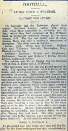 Match Report: Luton Town FC vs Swindon Town (26th Jan 1901)