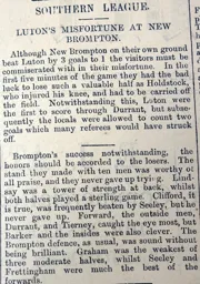 Match Report: New Brompton vs Luton Town FC (23rd Feb 1901)
