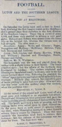 Match Report: Brentford vs Luton Town FC (28th Sep 1901)