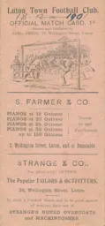 Programme: Luton Town FC vs Woolwich Arsenal (18th Dec 1901)