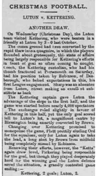 Match Report: Kettering Town vs Luton Town FC (25th Dec 1901)