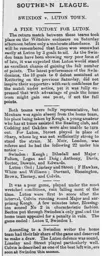 Match Report: Swindon Town vs Luton Town FC (4th Jan 1902)