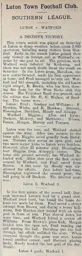 Match Report: Luton Town FC vs Watford (7th Mar 1903)