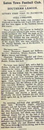 Match Report: Plymouth Argyle vs Luton Town FC (3rd Oct 1903)