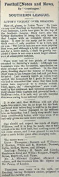 Match Report: Luton Town FC vs Reading (10th Oct 1903)