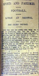 Match Report: Bristol Rovers vs Luton Town FC (20th Feb 1904)