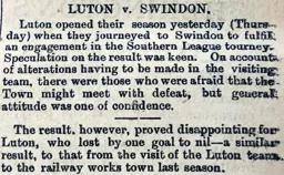 Match Report: Swindon Town vs Luton Town FC (1st Sep 1904)