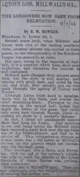 Match Report: Millwall vs Luton Town FC (19th Nov 1904)