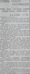 Match Report: Luton Town FC vs Swindon Town (14th Jan 1905)