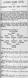 Match Report: Tottenham Hotspur vs Luton Town FC (25th Mar 1905)