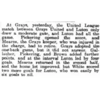 Match Report: Grays United vs Luton Town FC (13th Sep 1905)