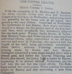 Match Report: Grays United vs Luton Town FC (13th Sep 1905)