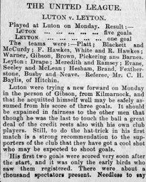 Match Report: Luton Town FC vs Leyton (16th Oct 1905)