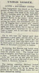 Match Report: Luton Town FC vs Southern United (20th Nov 1905)