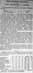 Match Report: New Brompton vs Luton Town FC (27th Nov 1905)