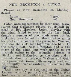 Match Report: New Brompton vs Luton Town FC (27th Nov 1905)