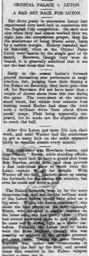Match Report: Crystal Palace vs Luton Town FC (9th Dec 1905)