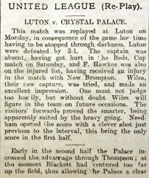 Match Report: Luton Town FC vs Crystal Palace (19th Feb 1906)