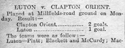 Match Report: Clapton Orient vs Luton Town FC (19th Mar 1906)