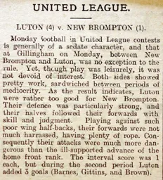 Match Report: New Brompton vs Luton Town FC (1st Oct 1906)