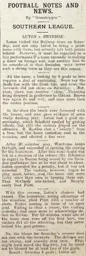 Match Report: Swindon Town vs Luton Town FC (6th Oct 1906)