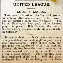 Match Report: Luton Town FC vs Leyton (22nd Oct 1906)