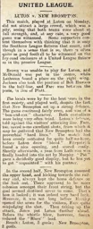 Match Report: Luton Town FC vs New Brompton (5th Nov 1906)