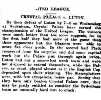 Match Report: Crystal Palace vs Luton Town FC (13th Feb 1907)