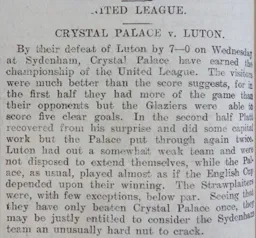 Match Report: Crystal Palace vs Luton Town FC (13th Feb 1907)